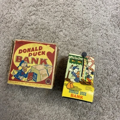 Vintage Disney MARX Tin Litho Toy Dumbo Goofy Circus Theme Donald Duck Bank - Image 1 of 4