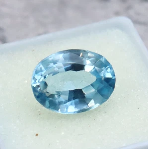 Piedra preciosa suelta certificada corte ovalado natural de 5-6 quilates aguamarina azul Santa María - Imagen 1 de 8