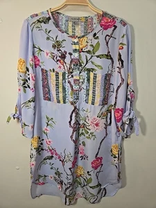 Neu ohne Etikett Fig And Flower Anthropologie Top Bluse Größe M Schlitz mit Bindeärmeln - Bild 1 von 8
