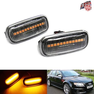 2x Indicador lateral transparente LED repetidor de luz ámbar para Audi A3 A4 S4 RS4 A6 S6 A8 - Imagen 1 de 11
