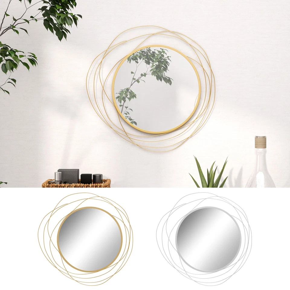 Modern 65cm Round Wall Mirror Decoration Metal Wall Art for Bedroom - Image 1 of 1