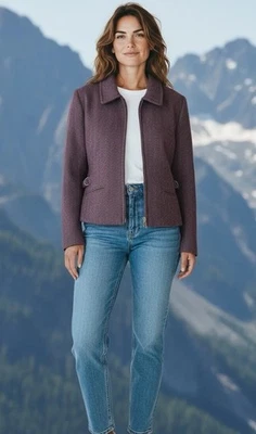 Vintage 80s Wool Jacket Womens M/L Size 10 Wool Tweed Jacket Red/pink - Image 1 of 4