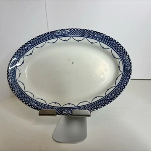 Alfred Meakin " Louis " Oval Plate Transfer Ware 1930’s Blue White - Picture 1 of 13