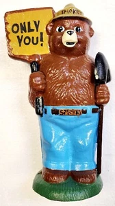 Neu SMOKEY THE BEAR ~ Verhindern Sie Waldbrände 8"H Gusseisen Münzbank "NUR SIE" - Bild 1 von 2