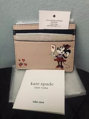 NWT DISNEY X KATE SPADE NEW YORK Minnie Mouse Small Slim Card Holder • 49.99€