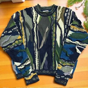 Coogi Australia Vintage 3D Knit Multicolor Crewneck Sweater Men's Size Large - Picture 1 of 8
