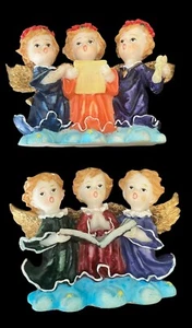 Vintage 3 Angels Choir Christmas Figures Set Of 2 Resin - Picture 1 of 24