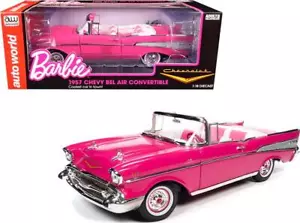 1957 Chevrolet Bel Air Convertible Pink Barbie Silver Screen Machines 1/18 Model - Picture 1 of 2