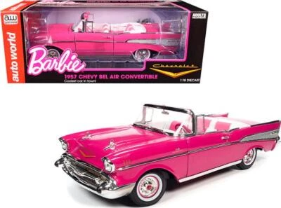 1957 Chevrolet Bel Air Convertible Pink Barbie Silver Screen Machines 1/18 Model - Image 1 of 2
