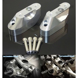 Handlebar Bar Riser Adapter Kit Up/Back Silver For 2015-2017 BMW R1200RS LC K54 - Picture 1 of 9