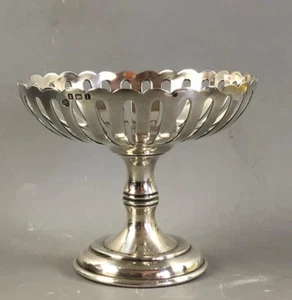 Antique Edwardian Sterling Silver Dish On Stand Birmingham 1900s - Picture 1 of 11