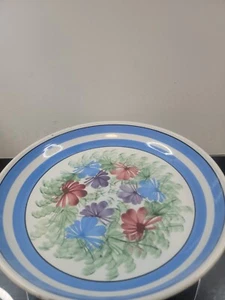 Vintage 1970's Gary Valenti Hand Painted In Italy Floral Bowl Plate 11 1/2" - Picture 1 of 7