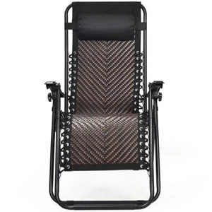 Topbuy Folding Recliner Patio Rattan Zero Gravity Lounge Chair With Headrest - Picture 1 of 9