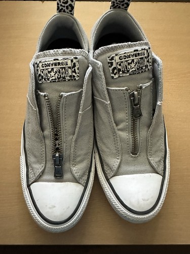 Scarpe da donna grigie Converse taglia 7 All Star top basse con cerniera.