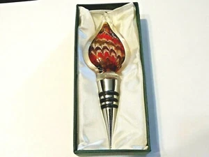 SCHÖNER HANDGEFERTIGTER GLAS WEINFLASCHENVERSCHLUSS IN DER BOX - Bild 1 von 4