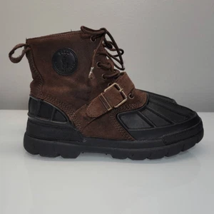 Polo Ralph Lauren Duck Stiefel Big Boy Kinder 5 braun Oslo Leder Schnalle wasserdicht - Bild 1 von 11