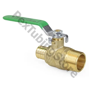 1" PEX Crimp x 1" Male NPT Threaded Lead-Free Brass Ball Valve, Full Port - Picture 1 of 2