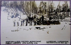 EAU CLAIRE WISCONSIN ROAD MAKER OR RUTTER LOGGING RPPC CIRCA 1915 - Picture 1 of 2