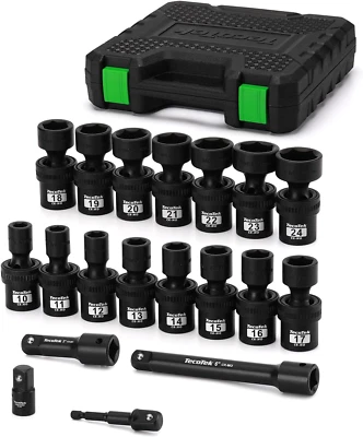 19 PCS 1/2" Drive Shallow Universal Impact Socket Set, Swivel Socket Set, Metric - Image 1 of 4