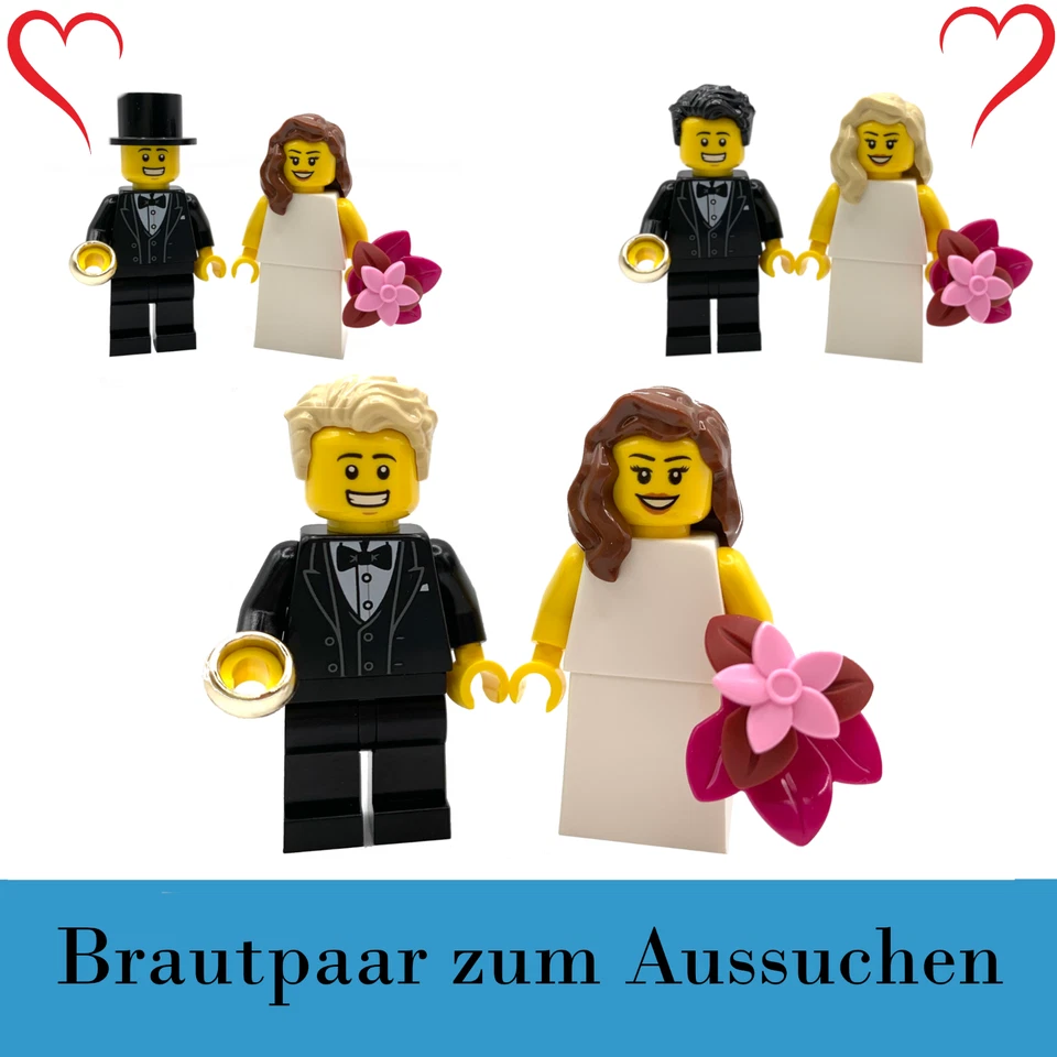LEGO Minifiguren: Brautpaar ❤️ Braut & Bräutigam ❤ Hochzeit Tortenfigur Geschenk - Bild 1 von 1