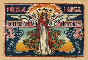 RARE OLD ORIGINAL 1920 PEACE ANGEL "PUEBLA PAZ LARGA" SPANISH BOX LABEL VALENCIA - Picture 1 of 1