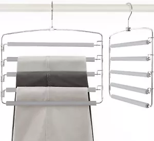 Pants Hangers Space Saving Swing Arm Pants Organizer for Closet Non-Slip Foam... - Picture 1 of 6