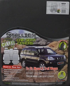 CHARCOAL FULL CAR PACK POLY CANVAS SEAT COVERS FOR NISSAN X-TRAIL WAGON 07-14 - Picture 1 of 3