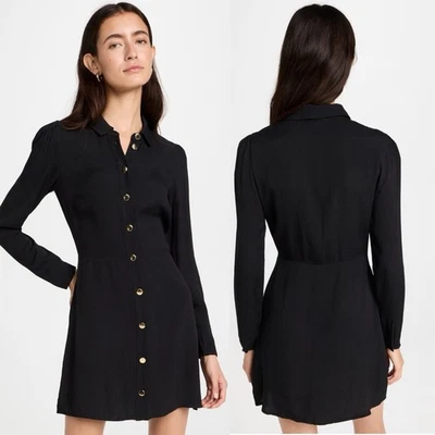 Reformation Size 4 Black Sheath Shirt Dress - Image 1 of 4