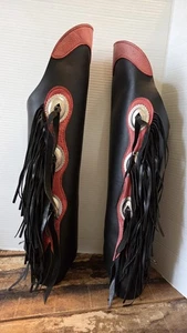 Ladies Leather Legs Half Chaps Size Med. Tassels  Motorcycle HOGGAITERS - Picture 1 of 11