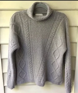 ‘Rare’ Fisherman Out Of Ireland Jumper Grey Marle 100%Wool M 12 FREE POST - Picture 1 of 11