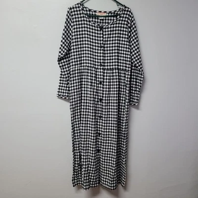 Vermont Country Store Vintage Black White Gingham Flannel Muu Muu Dress Medium - Image 1 of 4