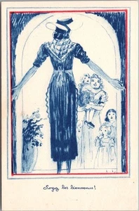 1940s COMITE NATIONAL DE L'ENFANCE Paris France Postcard "Soyez les Bienvennues" - Imagen 1 de 2