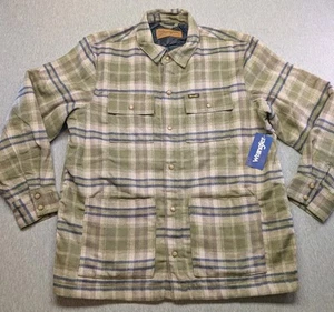 Men's Wrangler Quilt Lined Flannel Shirt Jacket Comfortable Birch SZ XL Ret $99 - Picture 1 of 10