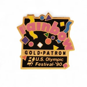 1990 U.S. Olympic Festival Revers Hut Pin Regenbogen Gold Patron Konfetti Design Vintage - Bild 1 von 4