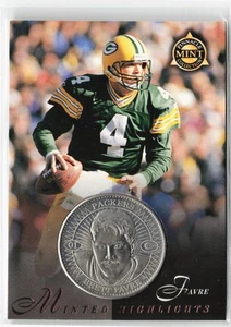 1997 Pinnacle Mint #21 Brett Favre Coins Nickel Artrist Proof Silver 40/250 SP - Picture 1 of 2