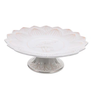 White Ceramic Buddhist Fruit Plate 7 Inch Buddhist Supplies Offering Plate - Picture 1 of 12