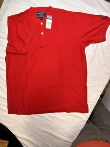 Polo Ralph Lauren uomo vintage anni 90 camicia Henley rossa taglia large nuova con etichetta - Foto 1 di 2