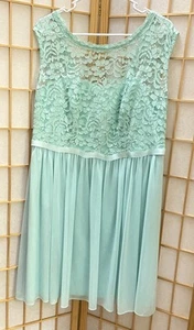 David's Bridal Dress 16 Short Mint Green Romantic Lace and Sheer/Chiffon - Picture 1 of 7
