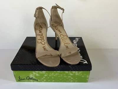 Sam Edelman Women's Patti Nude Beige Patent Ankle Strap Stilettos Size 9.5 Heels - Image 1 of 4