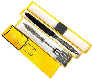 Christofle Christian LaCroix Ornate Silver Plated Meat Serving Knife & Fork Set - Picture 1 of 13