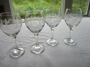 4 Arbys Frosty White Pines Tree Wine Goblets Glasses Christmas Libbey Winter - Picture 1 of 4