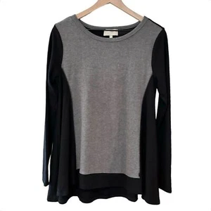 Women’s New Joan Vass black gray color block top size medium - Picture 1 of 8
