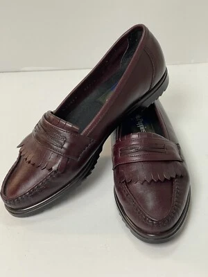 Mocasines Hush Puppies clásicos de cuero borgoña para hombre sin cordones talla 8 nuevos Foto 1 de 4