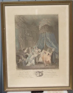 Fimonel d'après Baudouin - Le Couché de la mariée - Gravure en couleur XIXe s. - Picture 1 of 6