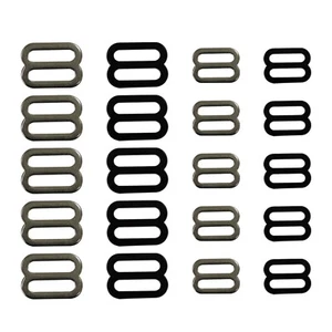 20 PC 1" & 3/4" Heavy Duty Iron Tri Glide Slide Buckle Black Matte & Bright - Picture 1 of 7