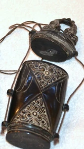 Behälter m.Deckel,schwarzes Büffelhorn,geschnitzt,ca.1930,Asien,Sammlerobjekt, - Bild 1 von 6