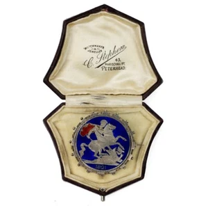 Corona de plata Jorge IV esmaltada y montada 1821 en plata como broche 32 gramos - Imagen 1 de 7