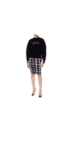 Versace Logo Pattern Knit Pencil Skirt Size 44 or 14 Black & White - Picture 1 of 7