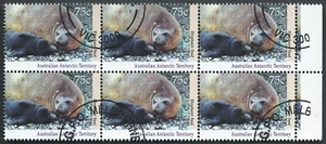 1992 AAT Australian Antarctic Territory Wildlife 75c Elephant Seal Block 6 CTO - Picture 1 of 1