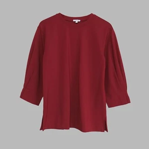 Jigsaw Deep Red Pleated Cuff Jersey Top | XS | UK 6-8 - Picture 1 of 5